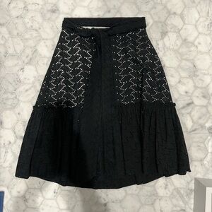 Private Label Tiered Black Eyelet Skirt and Sash/Belt - Size 6